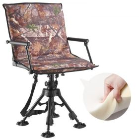 Hunting Chair 360° Swivel Folding Chair Seat Cover Armrest Adjustable Legs