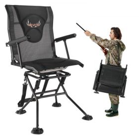 Hunting Chair 360° Swivel Silent Foldable Blind Chair Armrests Anti-Sink Feet