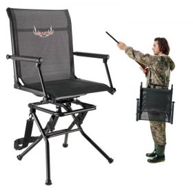 Hunting Chair 360° Swivel Silent Foldable Blind Chair with Armrests Steel Frame