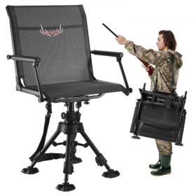 Hunting Chair 360° Swivel Silent Folding Blind Chair Adjustable Legs Armrests