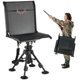 Hunting Chair 360° Swivel Silent Folding Blind Chair with Adjustable Legs