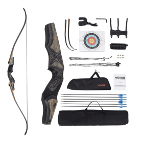 60in Takedown Recurve Bow Wooden Bow Arrow Kit Right Hand Hunting Practice 30lbs