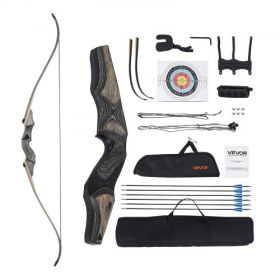 60in Takedown Recurve Bow Wooden Bow Arrow Kit Right Hand Hunting Practice 45lbs