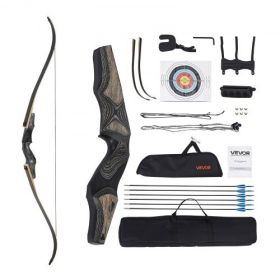 60in Takedown Recurve Bow Wooden Bow Arrow Kit Right Hand Hunting Practice 50lbs