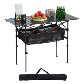 Folding Portable Camping Table Aluminum Outdoor Picnic Roll up Table Storage Bag