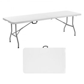 8 Ft Plastic Folding Table Portable Picnic Utility Table Handle Indoor Outdoor